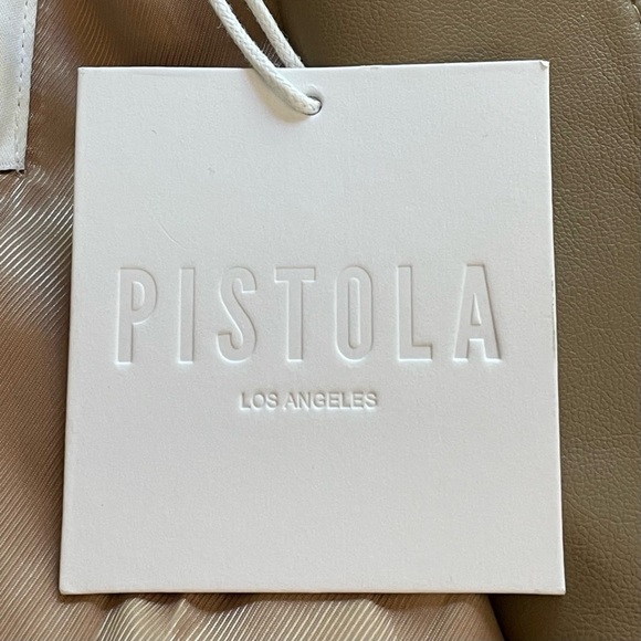 Pistola | Roman Tan Faux Leather Double Breasted Blazer New - Picture 8 of 11